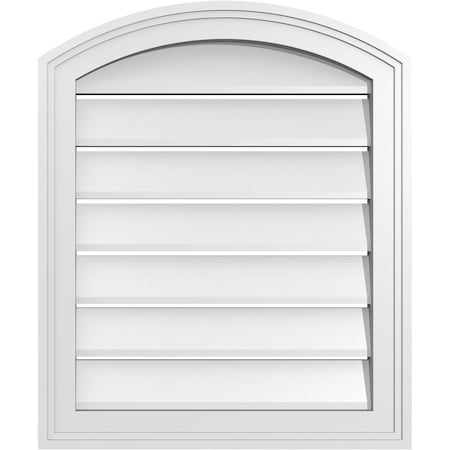 Ekena Millwork Arch Top Surface Mount PVC Gable Vent: Non-Functional, w/2"W x 1-1/2"P Brickmould Frame, 20"W x 22"H GVPAR20X2202SN
